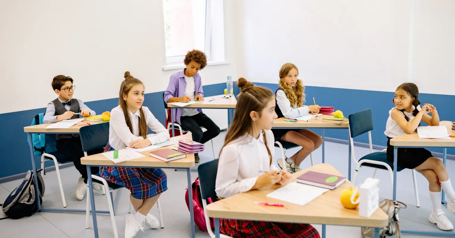 Ученик за партой в классе